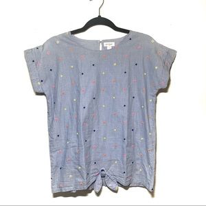 Cat & Jack Short Sleeve Jean Blouse Heart Detail